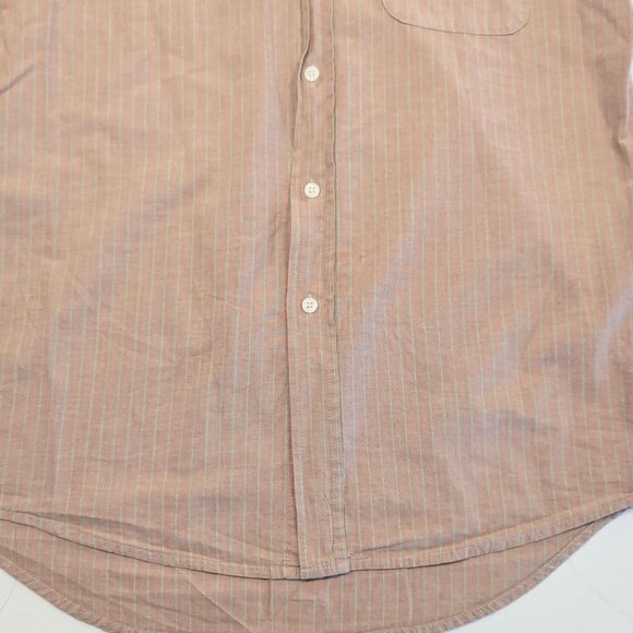 Club Room Sz M Men's Short Sleeve Button Down Shirt Brown Casual Cotton Stripes - Picture 5 of 10